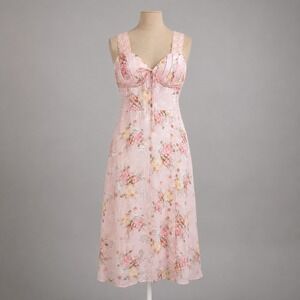 Floral Fairy Lace Babydoll Dress Size M Pink Coquette Romantic Sweatheart Dainty